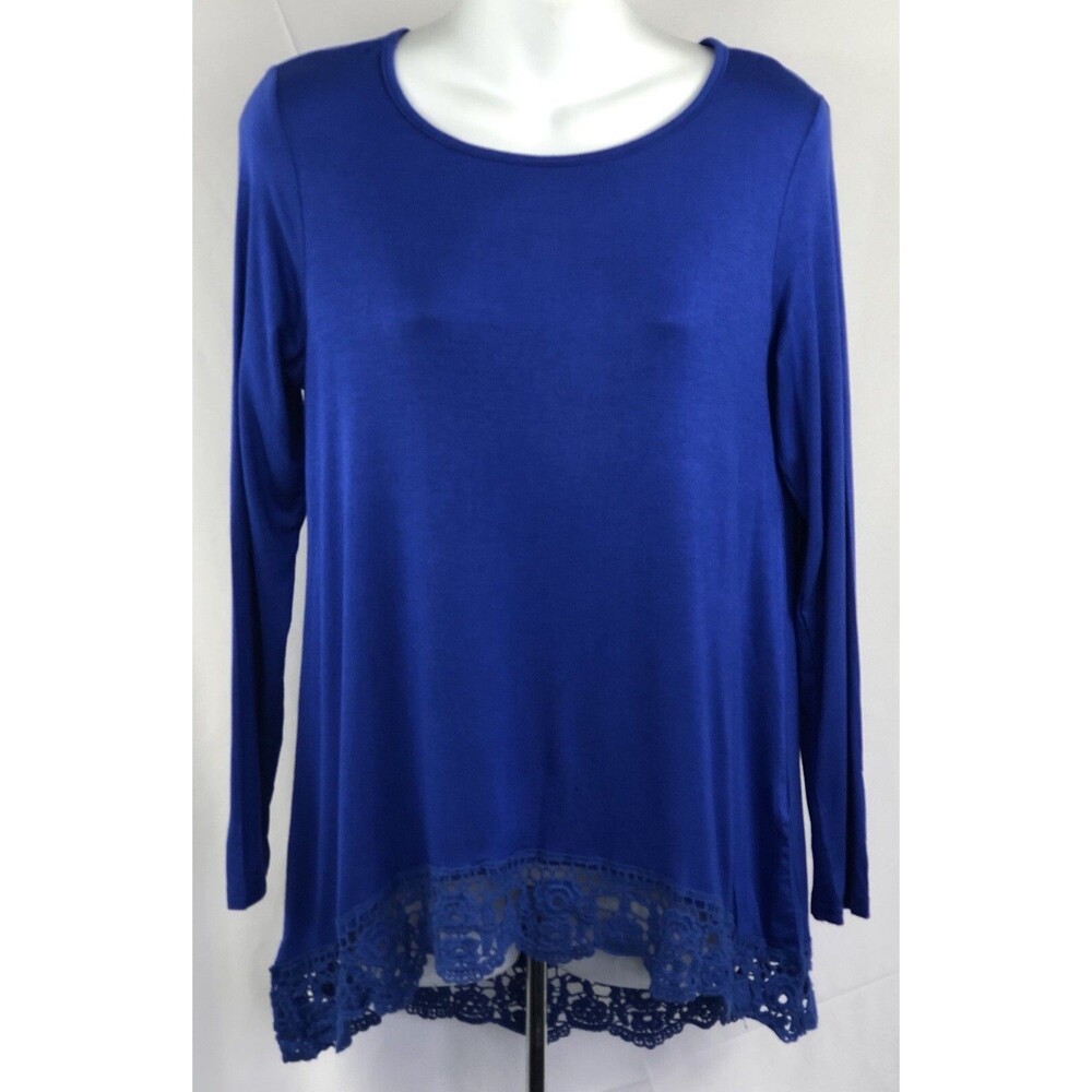 Nwt Leo Rosi Flowy Top S Blue Lace Asymmetrical Long Sleeve Fairy Romantic